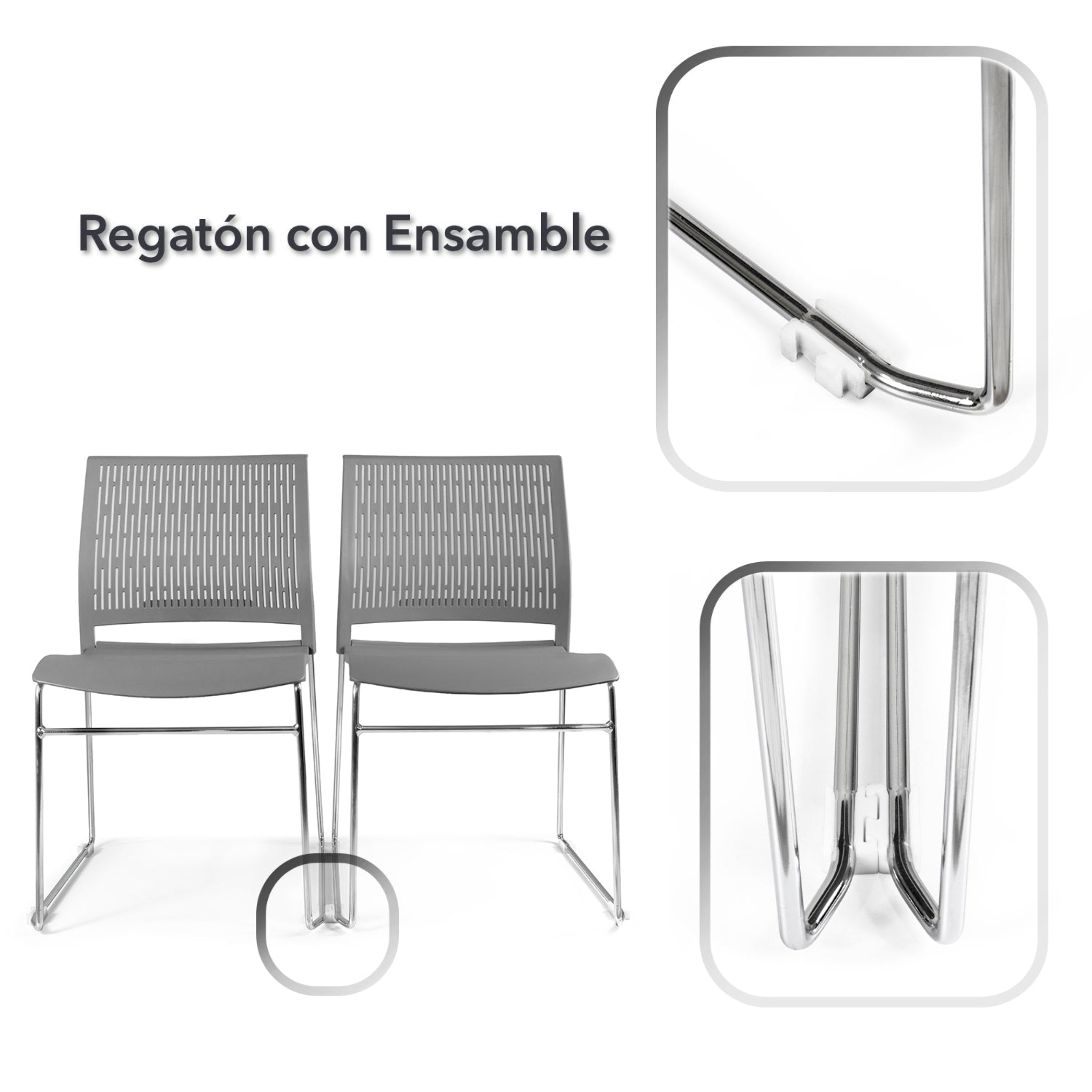 Silla Visitante con Base de Trineo Cerdeña Gris