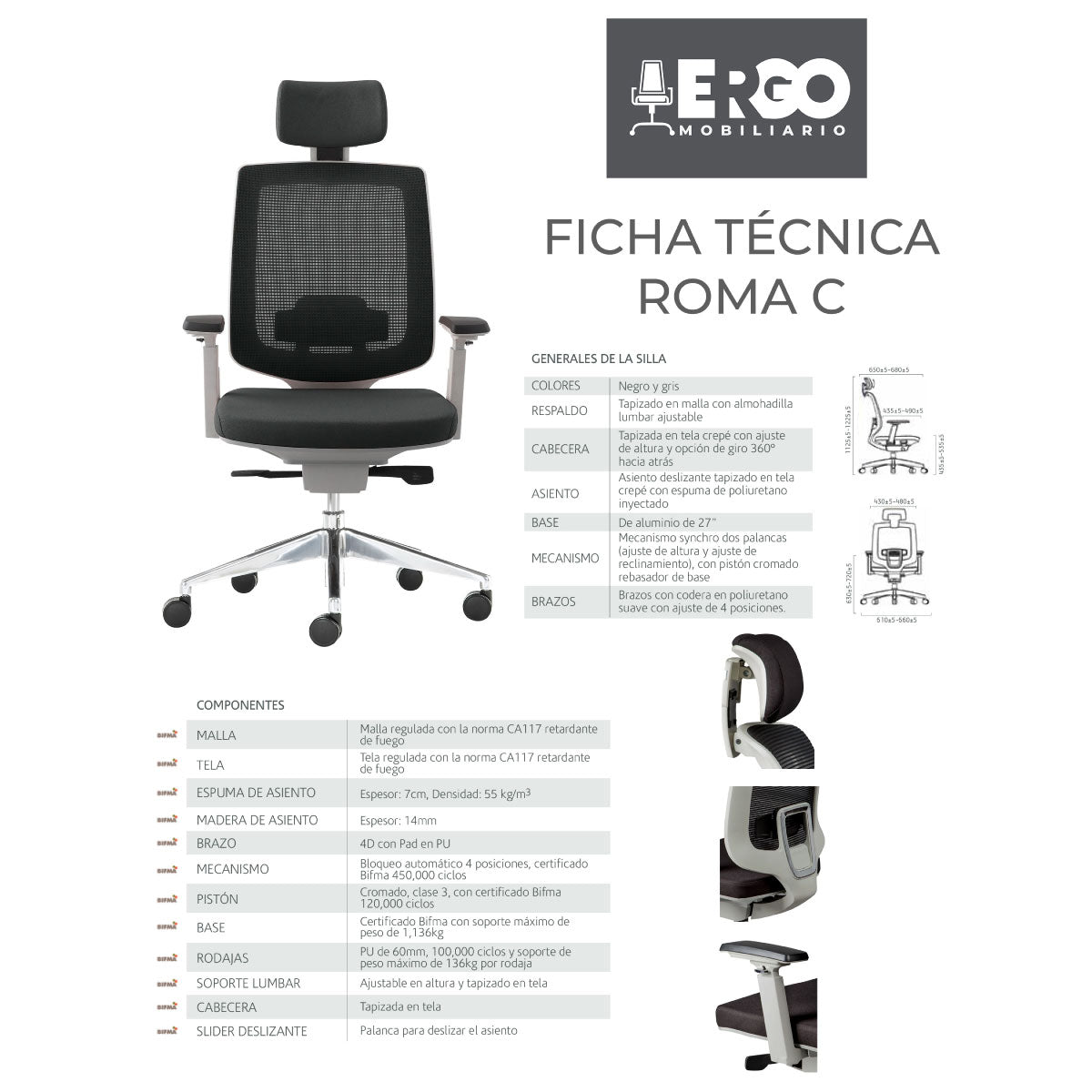 Silla Ergonomica Directiva Roma C