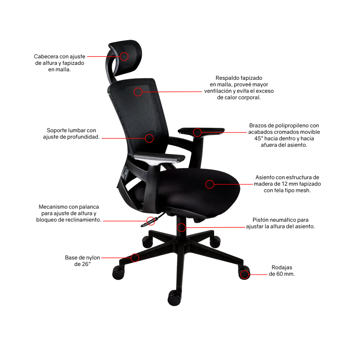 Silla Ergonomica Ejecutiva Messina C