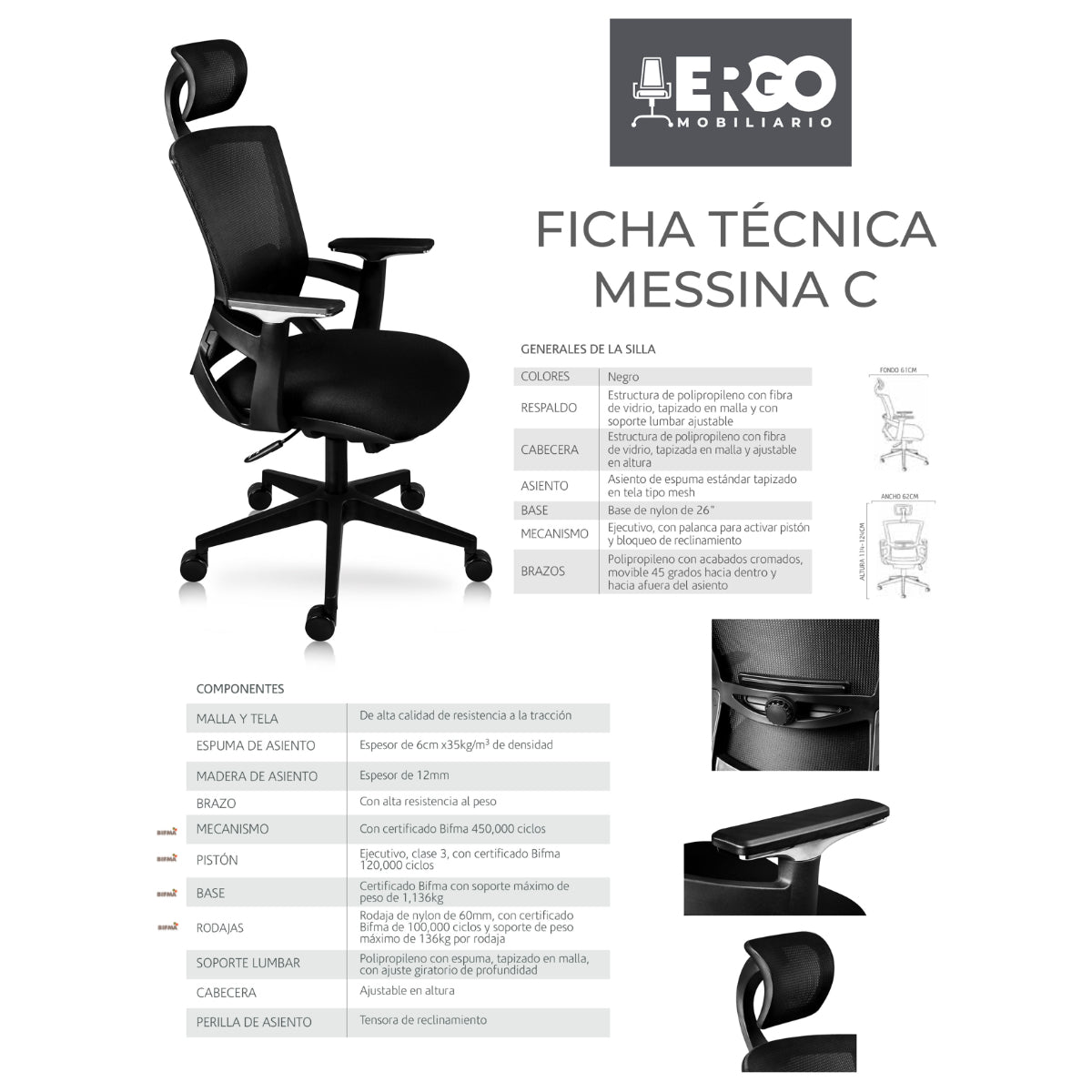 Silla Ergonomica Ejecutiva Messina C
