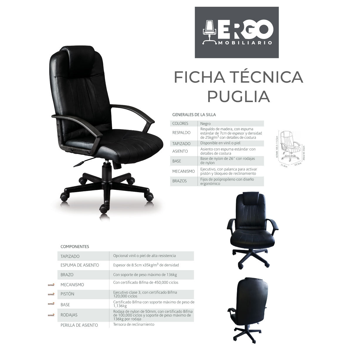 Silla Ergonómica Ejecutiva Puglia