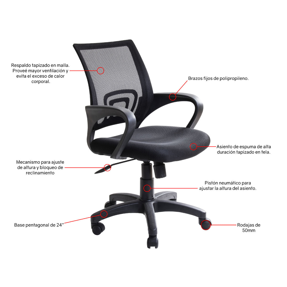 Silla Ergonómica Operativa Black Jack