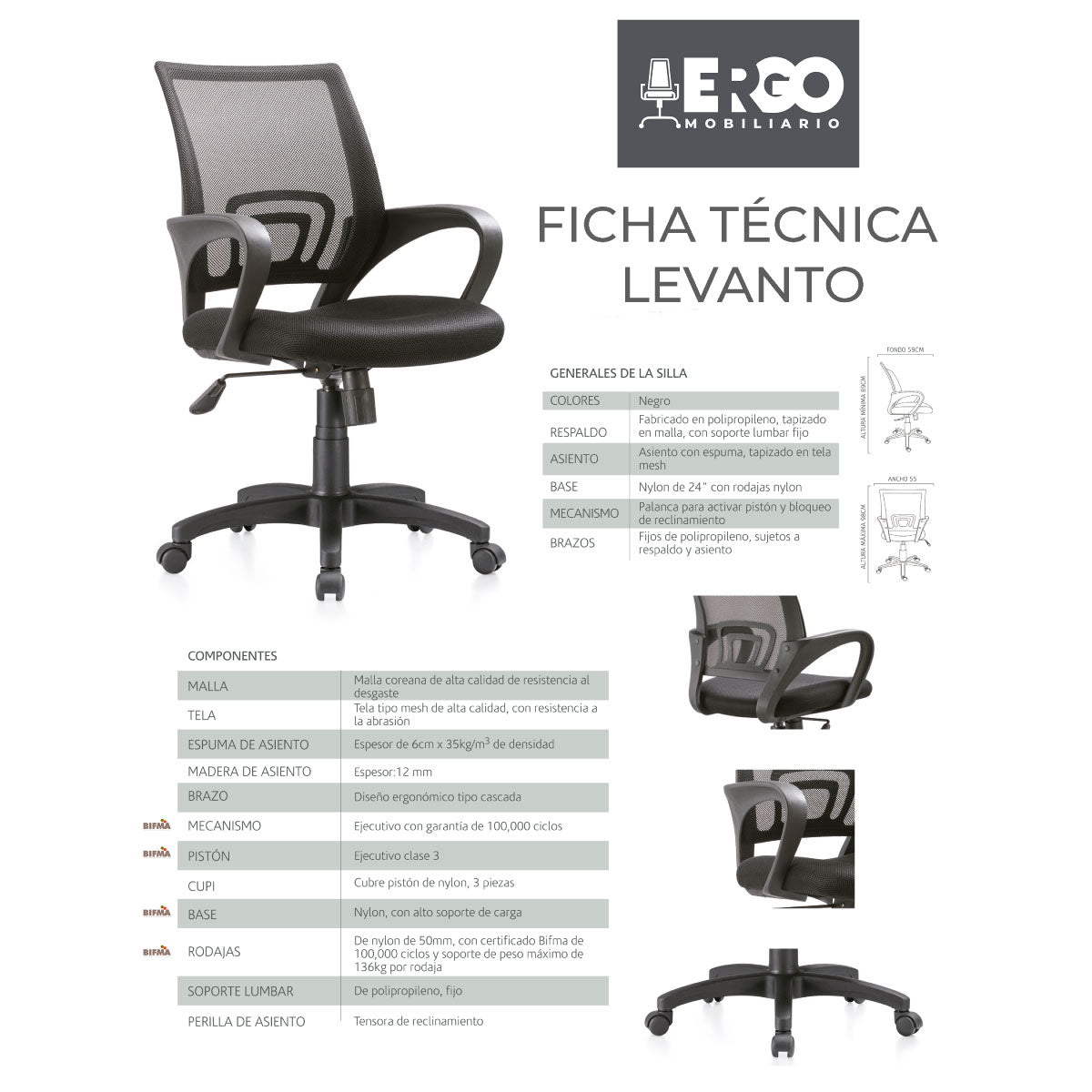 Silla Ergonómica Operativa Black Jack
