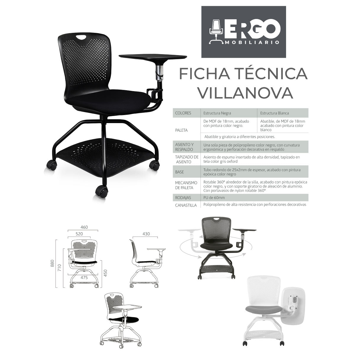 Silla Escolar de Capacitacion Villanova