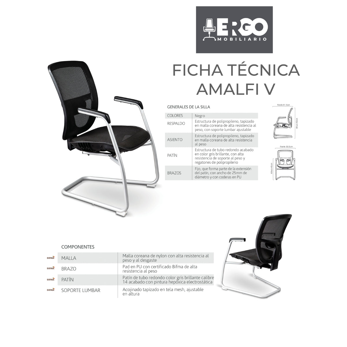 Silla con base de trineo Directiva Bari V