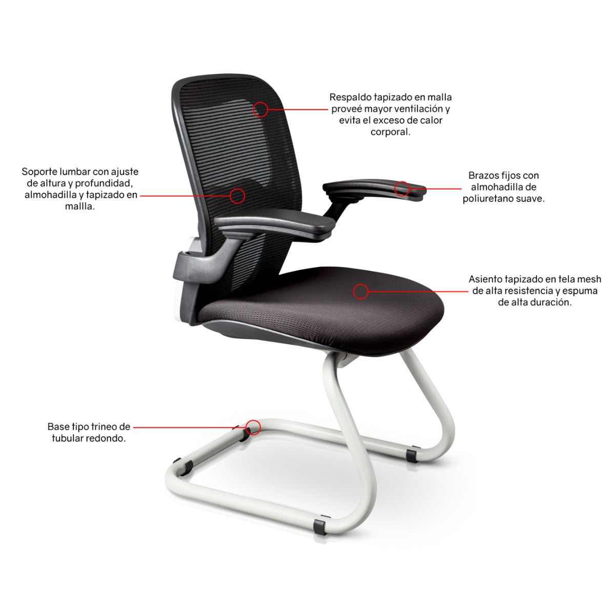 Silla con base de trineo Directiva Bari V