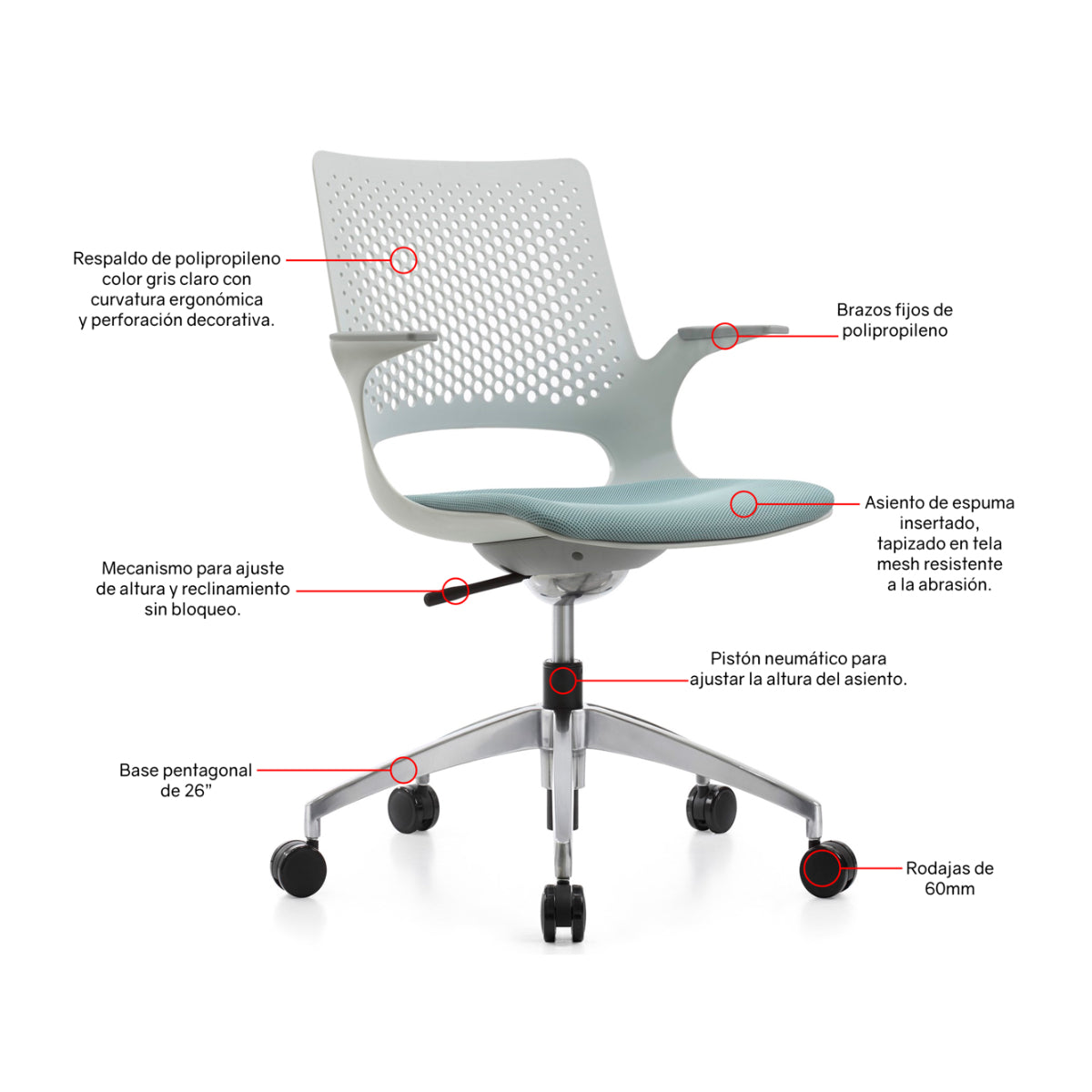 Silla de oficina Blanca Operativa Ostuni B