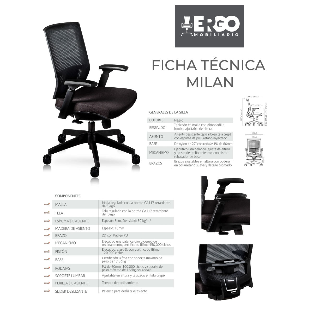 Silla de oficina Directiva Milan