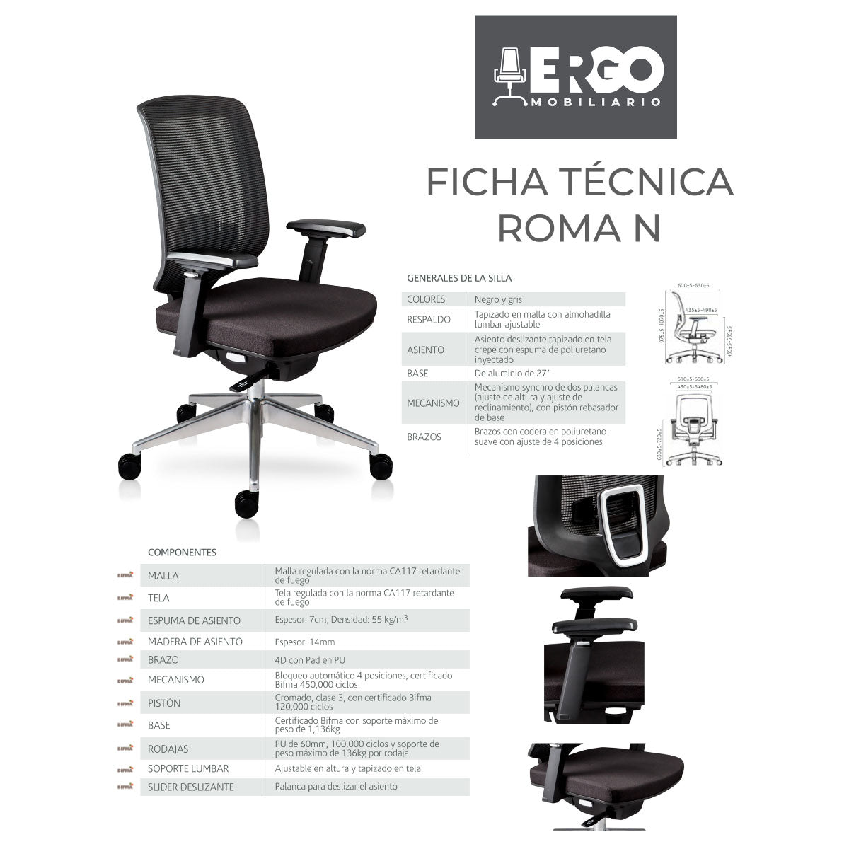 Silla de oficina Directiva Roma N