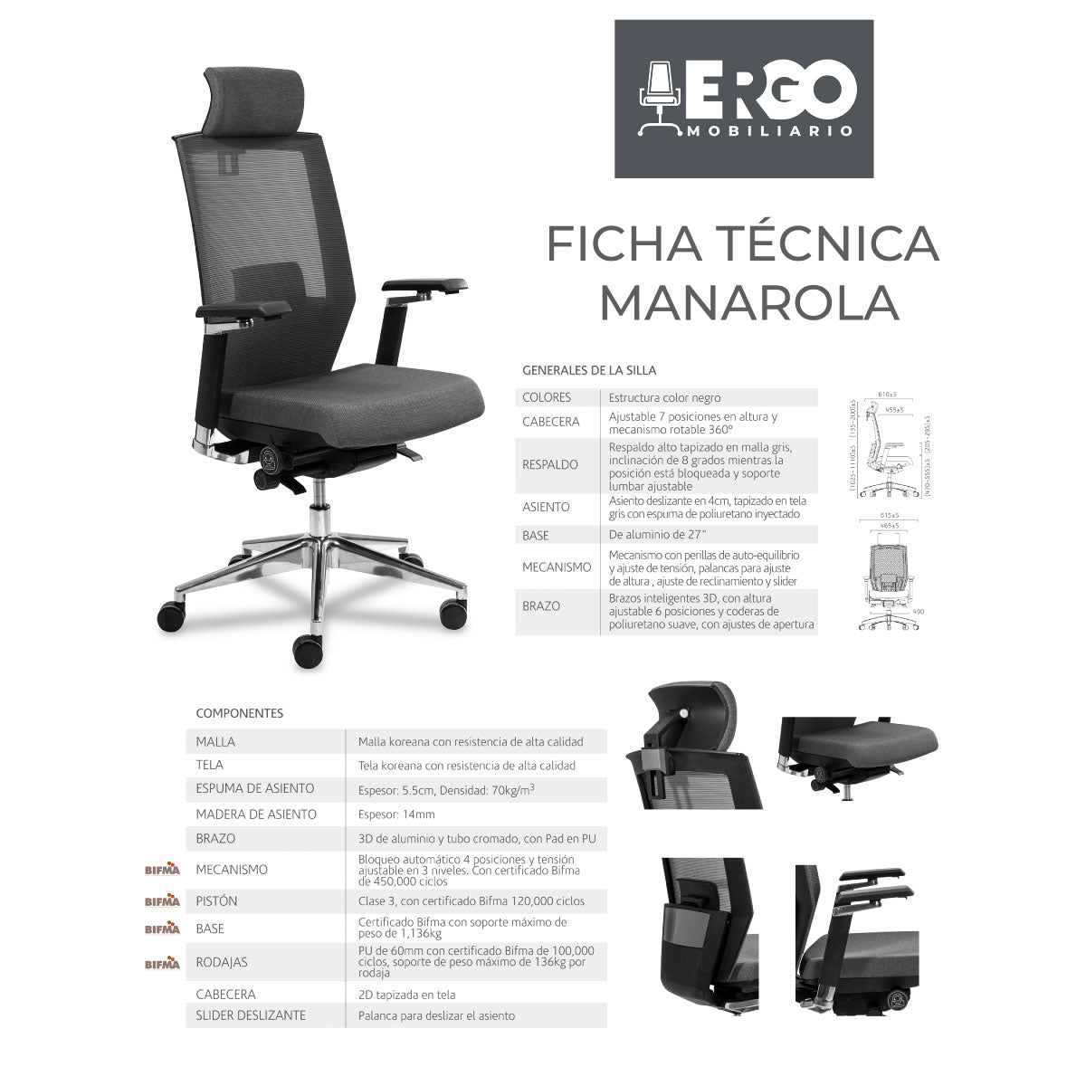 Silla de oficina Directiva Manarola