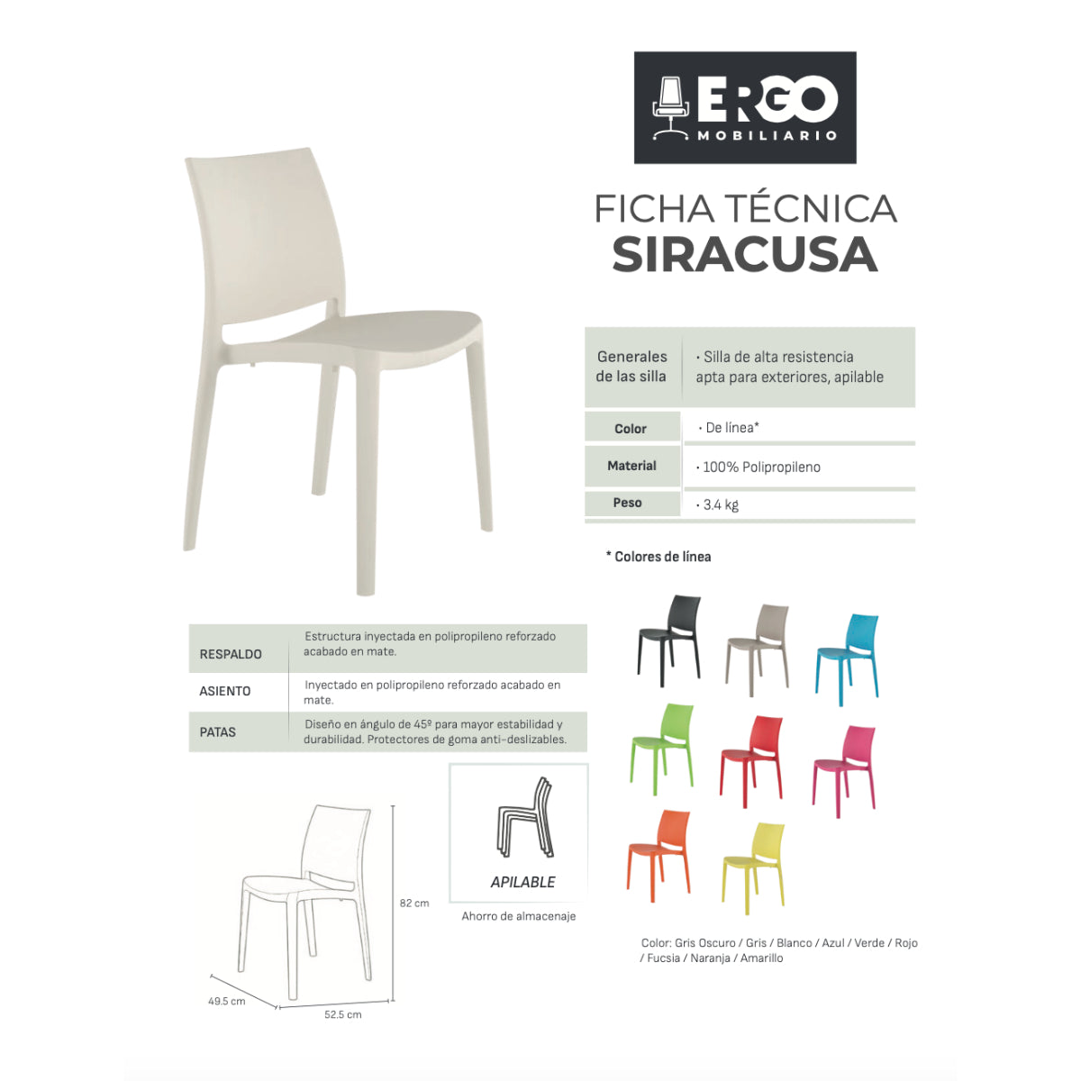 Silla de plastico Contract Siracusa