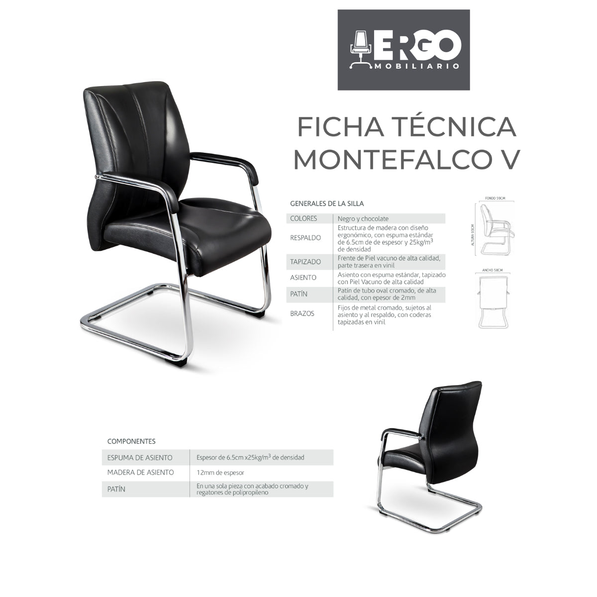 Silla tapizada en piel Directiva Montefalco VCH