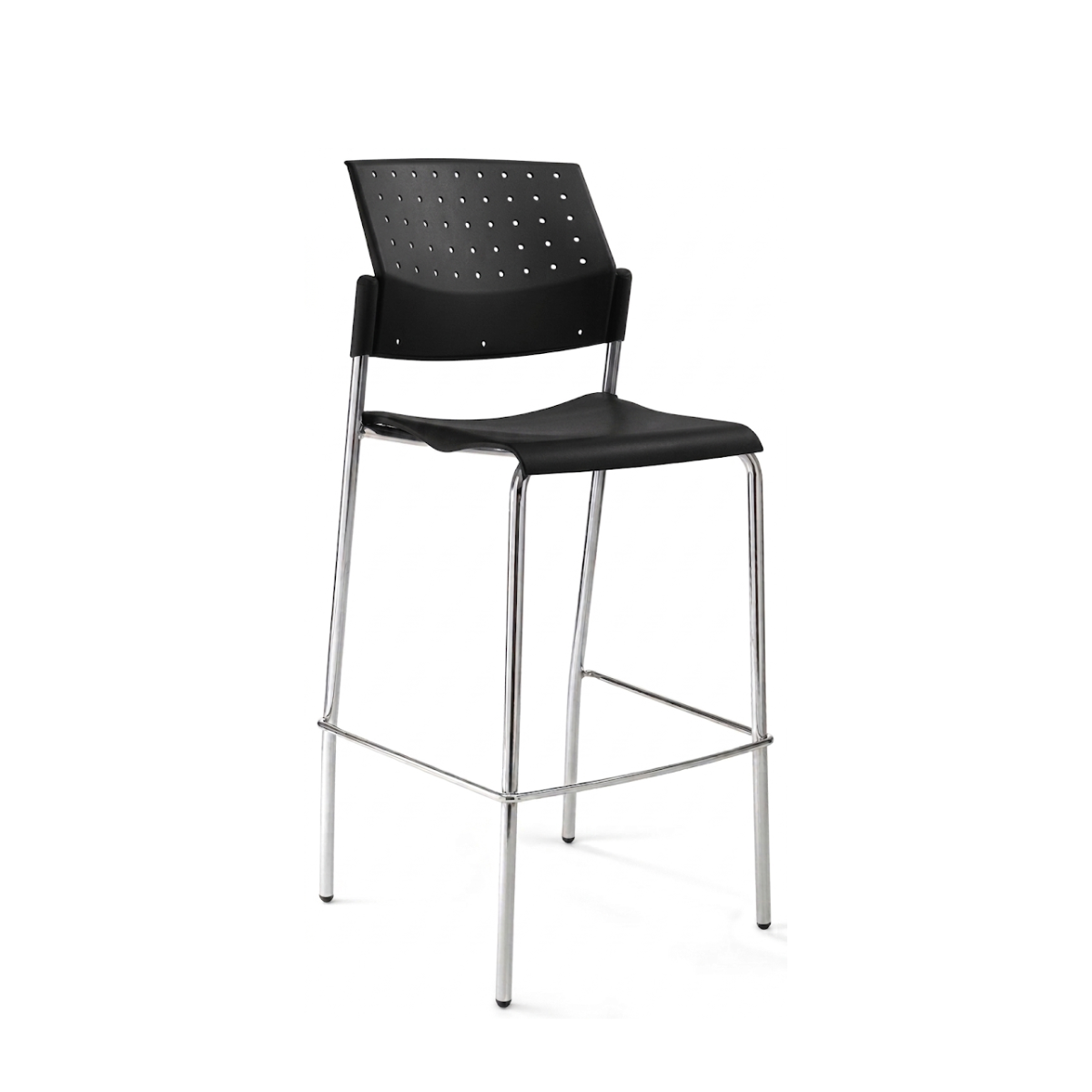 Banco Alto Areta Base Cromada