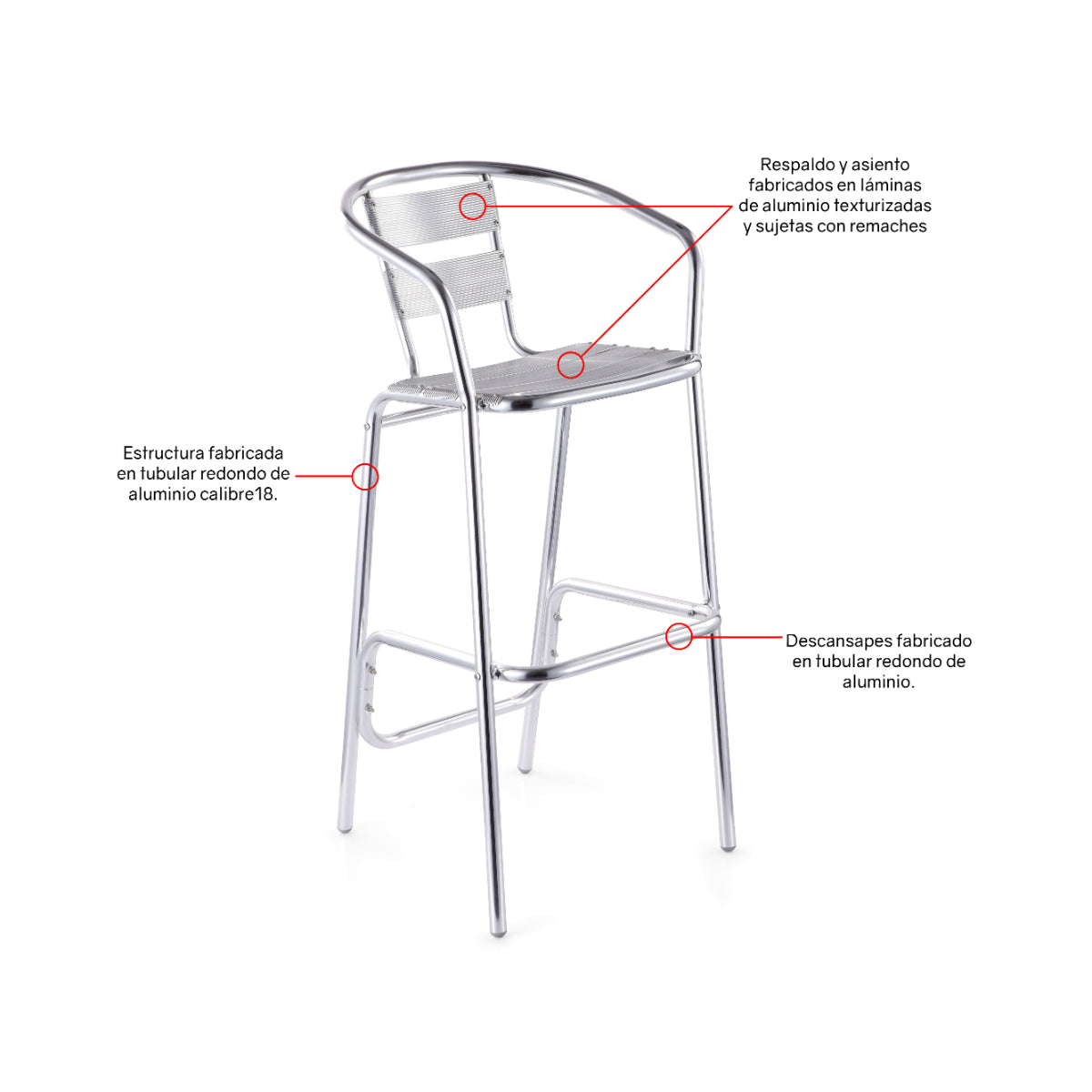 Silla Alta de aluminio Contract Palazzo A