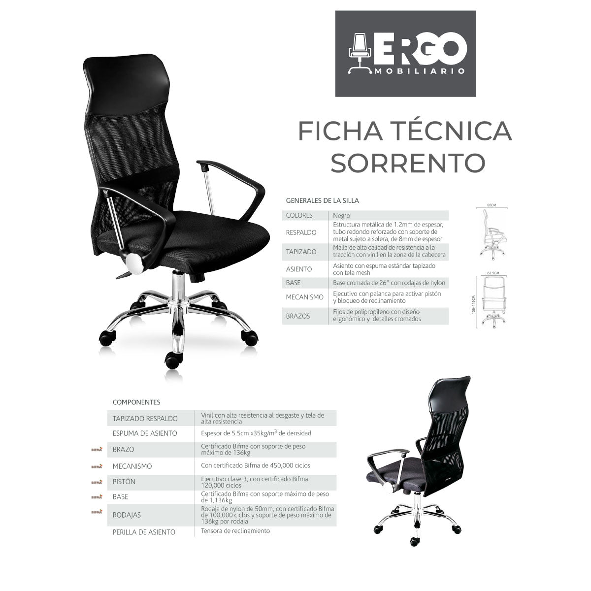 Silla de oficina Ejecutiva Sorrento